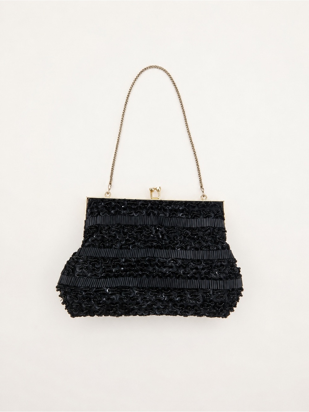 Black Beaded Evening Frame Handbag